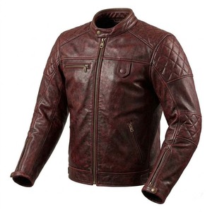 Heavy Duty Unisex Genuine Leather Racing Motorbike Jacket Long <b>Thin</b> Canvas CE Certified Biker Protection Front Logo Hooded - Product Image 4