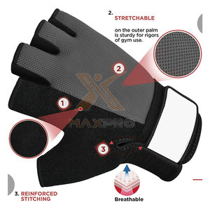 Gants de fitness en cuir robustes avec logo personnalisé, respirants, antidérapants, sangle de poignet réglable, unisexe - Product Image 2