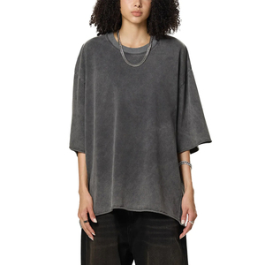 Heavyweight Boxy Cut Acid Wash Vintage Oversized <b>T</b>-Shirt with Custom Logo Silk Screen Printed Cotton Cropped Fit Men's - Product Image 6