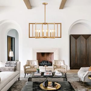 27\" Modern Golden Geometric 8-<b>Light</b> Chandelier Industrial Metal Pendant <b>Light</b> Fixture for Living <b>Kitchen</b>-<b>Bulb</b> Not Included - Product Image 3