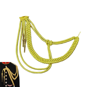 Aiguillette uniforme dorée tressée métallique, cordon doré, Aiguillette britannique, tresse métallique dorée pour vêtement - Product Image 5