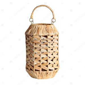 Portavelas rústico cilíndrico de jacinto de agua, linterna colgante de tejido abierto, portavelas de cristal para jardín, decoración luminosa - Product Image 5