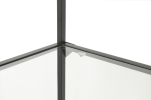 Modern Metal Glass Shelving Unit 4 Tier Storage Rack for Living Room Home Office Minimalist Design Easily Assemble - Product Image 4
