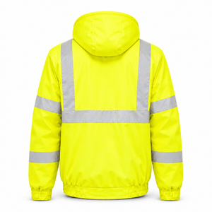 Chaqueta de Trabajo con Capucha de Alta Visibilidad para Hombre, con Bandas Reflectantes de Seguridad, Bolsillos Multifuncionales, Cierre de Solapa y Elástico - Product Image 3