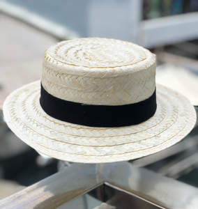 Sombrero de paja de palma al por mayor para hombre, accesorio de disfraz con banda negra, de fábrica de sombreros de paja en Vietnam - Product Image 1
