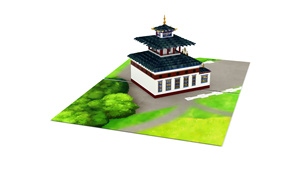 Carte de vœux 3D pop-up, artisanat en papier représentant un temple chinois traditionnel, cadeau - Product Image 1