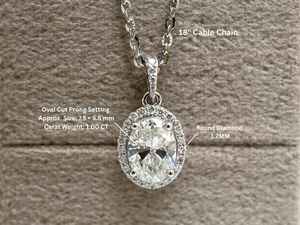 Collier pendentif halo en moissanite taille ovale pour femme, en argent 925, cadeau idéal pour anniversaire ou fête entre amies - Product Image 5
