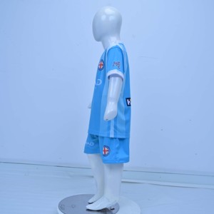 Conjunto de Camiseta de Fútbol para Niños del Melbourne City FC, Azul a Rayas, Cuello en V, Manga Corta, Uniforme Transpirable de Poliéster para Niños con OEM ODM - Product Image 4