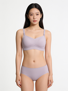 Sujetador de lactancia inalámbrico Bmama morado, con apertura superior, sin costuras, de seda de morera, antibacteriano, copas A y B, BR511 - Product Image 2