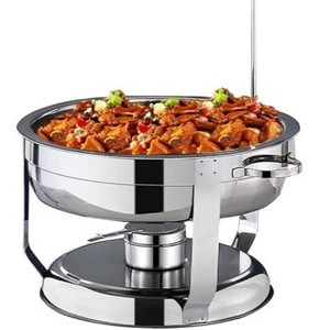 Juego de Recipientes Redondos Plateados de Lujo para Buffet y Calentadores de Comida, Servidor de Alimentos de Acero Inoxidable con Tapa y Gancho para Banquetes y Fiestas de Boda - Product Image 3