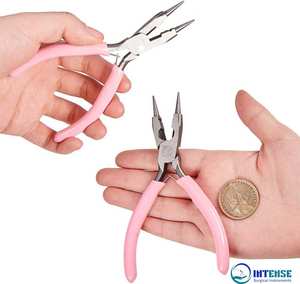 Pince coupante à bec de canard en acier inoxydable de 4,5 pouces, mini-pince de précision 4 en 1, outils de pliage et de coupe latérale pour la fabrication de bijoux DIY, rose - Product Image 3