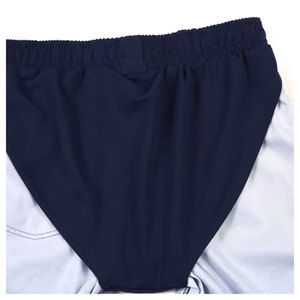 Short de bain décontracté pour homme, bleu uni, respirant, séchage rapide, taille à cordon de serrage, longueur courte, taille mi-haute, en coton non tissé - Product Image 3