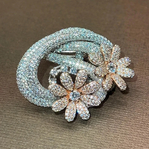 Luxury Flower <b>Cocktail</b> <b>Ring</b> Women 18K Solid <b>Gold</b> Rose <b>Gold</b> Plated Diamond Wedding Fine Jewelry - Product Image 3