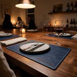 High Quality Genuine <b>Leather</b> <b>Placemats</b> Set Heat Proof Waterproof Luxury Tableware <b>Placemat</b> Factory Price LPM-0017B - Product Image 1