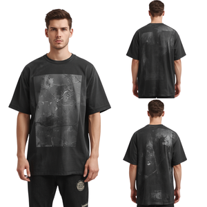 Hot Sale Premium Men's Charcoal Acid Wash Oversized Graphic T Shirt Heavy Cotton Drop Shoulder Fashion Streetwear - Product Image 1