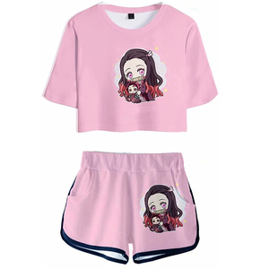 Ensemble court 2 pièces pour femme, été, haute qualité, logo personnalisé, t-shirt et short, 100% coton, écologique, respirant - Product Image 4