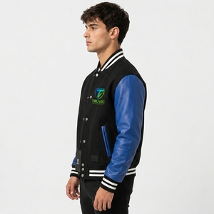 High Quality Men's Fashionable <b>Canvas</b> High Street Varsity <b>Jacket</b> OEM Customized Full Sleeves College Best Design Varsity <b>Jacket</b> - Product Image 3