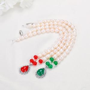 Collier en perles d'eau douce de 8 mm en gros, petit pendentif en forme de goutte, chaîne de mère, bijoux - Product Image 3