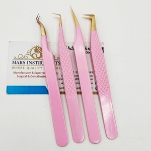 Pince à cils rose plaquée or, pointe lisse, outils de précision pour extensions de cils - Product Image 1