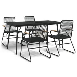 Set da Pranzo da Giardino in Rattan PVC Nero di Media Dimensione, 4 Posti, Arredamento da Esterno dal Design Contemporaneo con Struttura in Metallo - Product Image 4