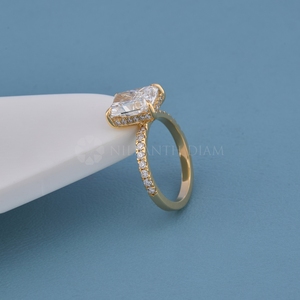 New Design Emerald Cut <b>Diamond</b> Pave <b>Ring</b> Lab Created <b>Diamond</b> <b>Ring</b> for Women's Fine <b>Diamond</b> <b>Ring</b> for Wholesale from India - Product Image 3