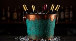 Mostrador de Bar con Acabado Verde y Cobre para Exhibición de Bebidas en Clubes, Salones, Restaurantes y Cafeterías - Product Image 5