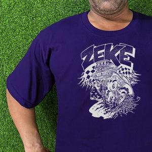 T-shirt surdimensionné pour hommes, design tendance et moderne, OEM, tissu 100% coton de haute qualité, couleur bleu uni, col rond, pour garçons - Product Image 3