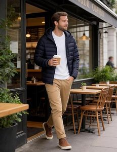 Men's Lightweight Windproof Casual <b>Packable</b> Puffer <b>Jacket</b> Waterproof Winter Hooded Quilted Storage Pouch Custom <b>Packable</b> - Product Image 3