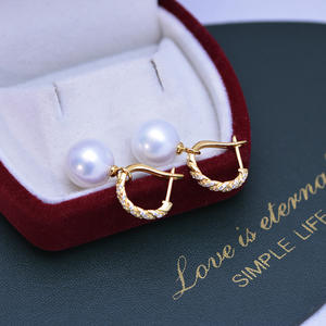 Boucles d'oreilles pendantes fines en argent S925 avec fermoir en argent, eau douce, 11-12 mm, rondes, blanches, forte luminosité, ensemble complet comprenant des boucles d'oreilles - Product Image 3