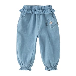 Jean en denim décontracté pour filles, coupe droite, avec nœuds en élasthanne, fermeture boutonnée, délavage à la pierre, design léger et durable, Bangladesh - Product Image 4