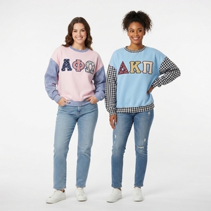 Sudadera Oversize de Cuello Redondo para Mujer con Letras Griegas Bordadas, Estilo Casual, Tejido de Algodón, Corte Regular, Estilo Otoñal - Product Image 2