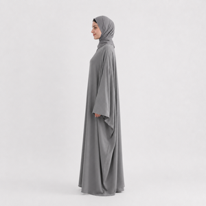 Conjunto de Abaya Casual Antiestático y Resistente a las Arrugas para Mujer, Talla Grande, Manga Larga, Largo Maxi, con Hiyab a Juego - Product Image 4