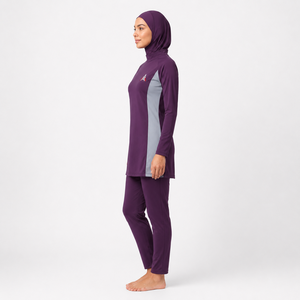 Ensemble de burkini haut de gamme pour femmes, alliant couvrance discrète, confort doux, séchage rapide, tissu écologique en spandex/polyester pour la natation - Product Image 2
