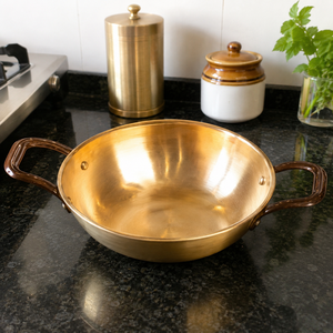 Hammered Brass Fry <b>Pan</b> with Handle | Premium Brass <b>Skillet</b> for Cooking | Traditional Indian Frying <b>Pan</b> | Heavy Duty Kitchen Cook - Product Image 2