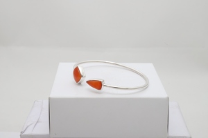 Premium BLAZELS 925 Sterling Silver Trendy Adjustable Bangles Carnelian Bullet Rough Shape Bezel Setting Twister Gift Women - Product Image 4