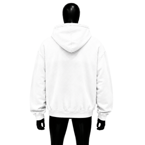 Sudadera con Capucha y Cremallera para Hombre, Estilo Urbano Premium, Color Blanco, con Estampado de Corazón 'Love Me', Corte Regular, Informal, de Algodón Blanco, Felpa Francesa, para Otoño - Product Image 2