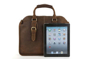 Antique Style Leather Laptop Briefcase for Men Vintage Crossbody Messenger Shoulder <b>Bag</b> with Multi Compartment Organizer - Product Image 3