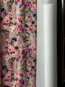 Vintage Style Velvet Curtain <b>Light</b> Grey Dusty Pink Floral Print Customizable Size Wild Life Forest Print - Product Image 2