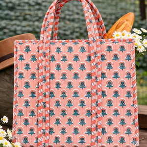 Bolsa de Compras Acolchada de Algodón Puro Hecha a Mano en India, Hermosa Bolsa de Mano para Mujer, para la Playa, Fiestas, Almacenamiento, Viajes, con Estampado - Product Image 1