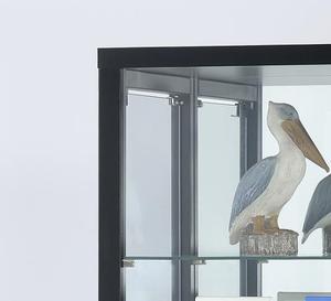 <b>Glass</b> Cabinet Display <b>Case</b>, <b>Glass</b> Display Cabinet with Mirror Back Panel, Aluminum Frame & Wooden Top Bottom, Versatile Display - Product Image 4
