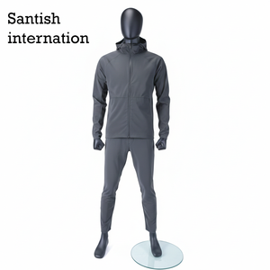 Chaqueta de senderismo impermeable de lona con capucha y cuello mandarín teñido, unisex, talla grande, con logo personalizado, para invierno - Product Image 1