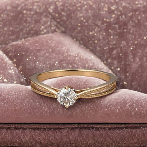 Bague solitaire de luxe en diamant naturel certifié de 1,5 carat, taille brillant, pour cadeau d'anniversaire de mariage pour elle, en or jaune 18 carats - Product Image 2