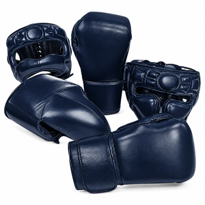 Nouvel ensemble de sparring de boxe personnalisé, protection d'entraînement, gants de kickboxing en cuir à lacets, noir, arts martiaux - Product Image 4
