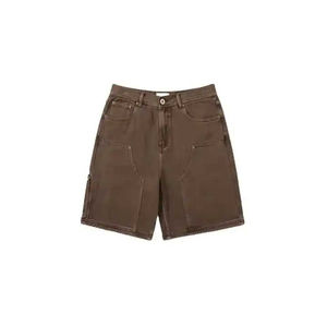 Pantalones Cortos de Trabajo de Lona Marrón para Hombre, Pantalones Cortos de Mezclilla Utilitarios para Carpintero, Corte Holgado, Multibolsillos, Pantalones Cortos Casuales de Algodón para Verano - Product Image 3