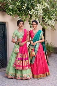 Lehenga Choli de Seda Jacquard con Diseño Étnico Tradicional Indio y Trabajo de Tejido Zari para Vestido de Boda para Mujer, Ropa Elegante - Product Image 6