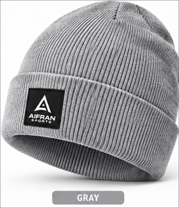 Gorro de Punto Acrílico Negro con Nervaduras, para Clima Frío, con Parche de Goma en Relieve, Unisex, para Adultos, para Actividades al Aire Libre - Product Image 5