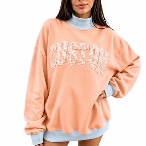 Sudadera de mujer personalizada con cuello simulado y hombros caídos, de ajuste holgado informal, manga larga, top de moda suave - Product Image 4