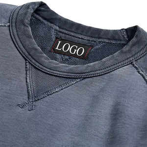 Solid Color Knitted Pullover Sweatshirt <b>Long</b> Sleeve Crew Neck Autumn Wear <b>Men</b> Sweatshirt Distressed Retro Style - Product Image 2