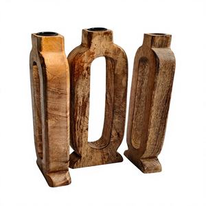 Support à bougie en bois sculpté à la main, style abstrait luxueux, vintage - Product Image 4