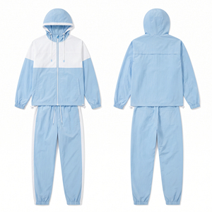 100% <b>Nylon</b> Training Wear Windbreaker Suit Men Hiking Outdoor Waterproof Suit Wind Breaker Hoodie Sweatpants <b>Jogger</b> Set Men - Product Image 2